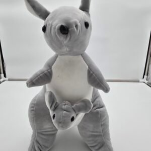 Huggable Kangaroo Plush Toy – Includes Baby Joey for Double the Cuteness (Grey)